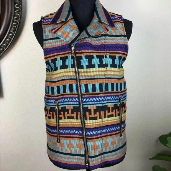 MSGM Women’s Cross Zip Sleeveless Multicolor Vest Size 38 Made in Italy - Picture 16 of 16